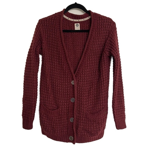 ROXY Women’s Maroon Knit Button Front Cardigan - X-Small - Picture 2 of 10